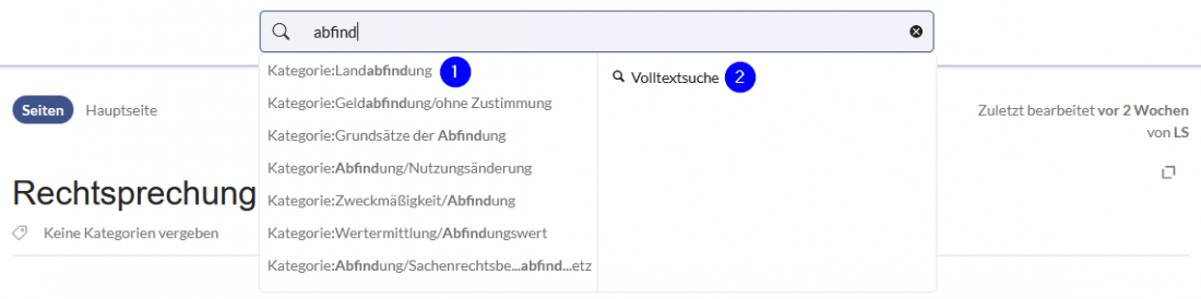 Erweiterte Suche - Eingabefeld